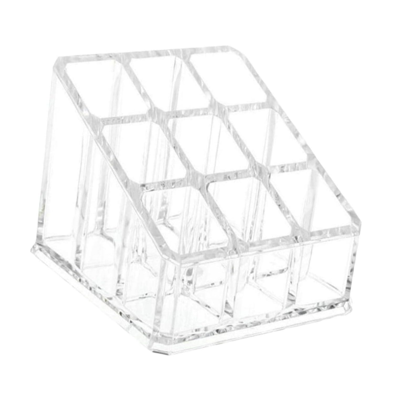 Easnea 9 Grids Clear Lipstick Holder Acrylic Lipstick Organizer, Lip Gloss Holder, Lipgloss Organizer, Cosmetic Display Case Cosmetic Makeup Organizer for Lipstick, Brushes, Bottles (Flat Bottom)