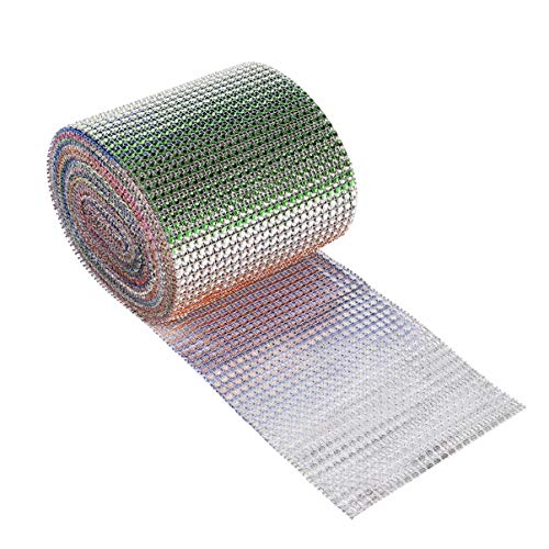 EXCEART Malha Fita Rolo Envoltório Brilho Oco Cristal Rhinestone Fita Decoração de Mesa para O Casam