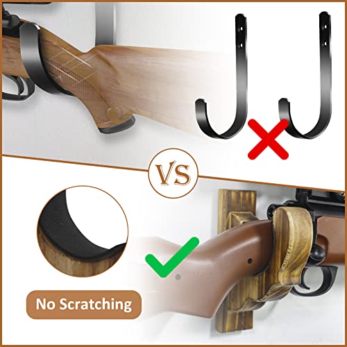 Giassvio Rifle Gun Rack Wall Mount - Wooden Shotgun Hooks Holder Horizontal, Single Gun Display Hanger For Wall, Charcoal Brown #TOP5