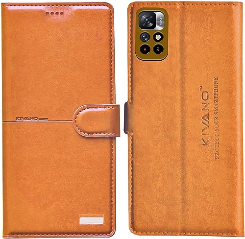 Image of KIVANO Compatible with Xiaomi Redmi Note 11T / Xiaomi Poco M4 Pro 5G Flip Cover | Leather Finish | Inside Pockets & Inbuilt Stand | Shockproof Wallet Style Magnetic Closure Back Cover Case