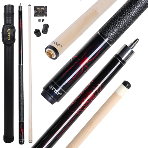 CUEELF Scorpion Pool Cue Stick 58 inch Canadian Maple Billiard Pool Stick with Low Deflection Leather Wrap Professional Cues Billiard Pool Cues Sticks 19.5-21 oz Cue Stick