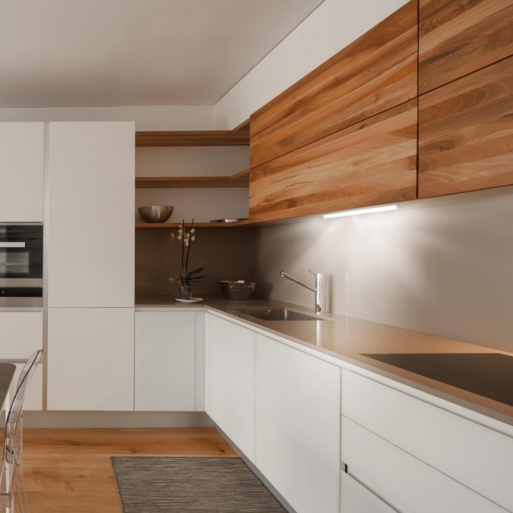 HOFTRONIC LED Batten installed under kitchen cabinets, providing bright task lighting