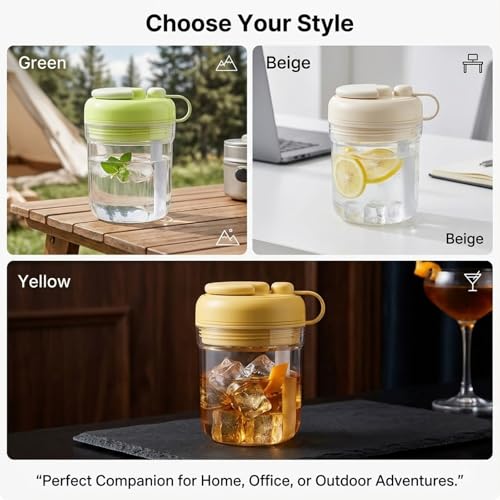Vaso Portátil con Moldes de Cubos de Hielo 3 en 1 Amarillo miniatura 4