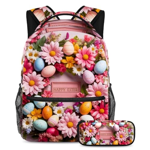 Sac à dos école 2 pièces rose multicolore cartable fille et trousse