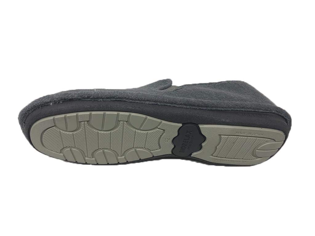 Zapatillas de Estar por Casa/Biorelax/Hombre/Primavera-Verano/Talón Cerrado/Algodón Rizo/Talón Acolchado/Color Gris