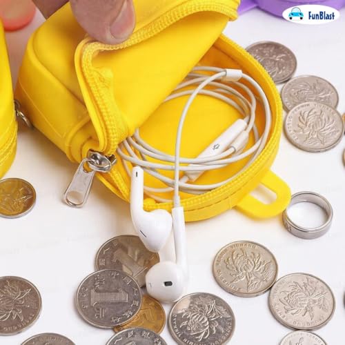 Image of FunBlast Cute Cat Shape Silicone Coin Purse for Kids & Adults - Mini Pouch for Coins, Earphones, Keys & Small Essentials, Aesthetic Pouches for Girls & Women - 10 X 7 X 4 Cm (Cat-Yellow)