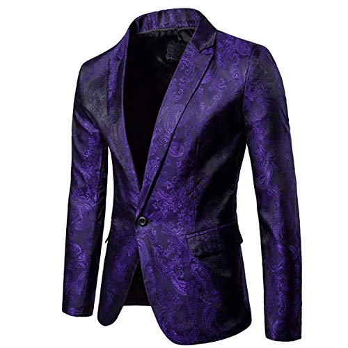 Cloudstyle Mens Slim Fit Paisley Suit Single Breasted Party Suit Jacket 1 Button Sport Coat