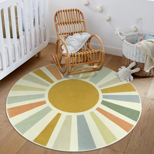 Tapete redondo bohemio 4 pies lavable para habitación infantil miniatura 6