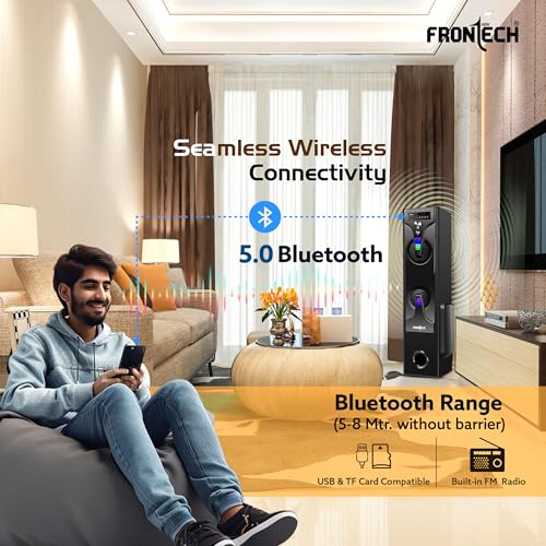 FRONTECH CRUX-165 Series 60 Watt Tower Speaker with Bluetooth 5.0 Wireless Technology with LED Digital Display and USB Port and Wired Mic for Karaoke with Volume Control (SW-0165) 6 51hrGbc146L