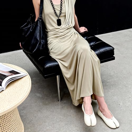 Image of VBDB Tabi Ballet Flats for Women Dressy Casual Shoes Split Toe Wide Flats Light Weight Japanese Shoes