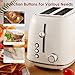 Roter Mond 2 Slice Toaster Retro Stainless Steel with Bagel, Cancel, and Defrost Functions, 6 Bread Shade Settings, Extra Wide Slots and Removable Crumb Tray, Cream