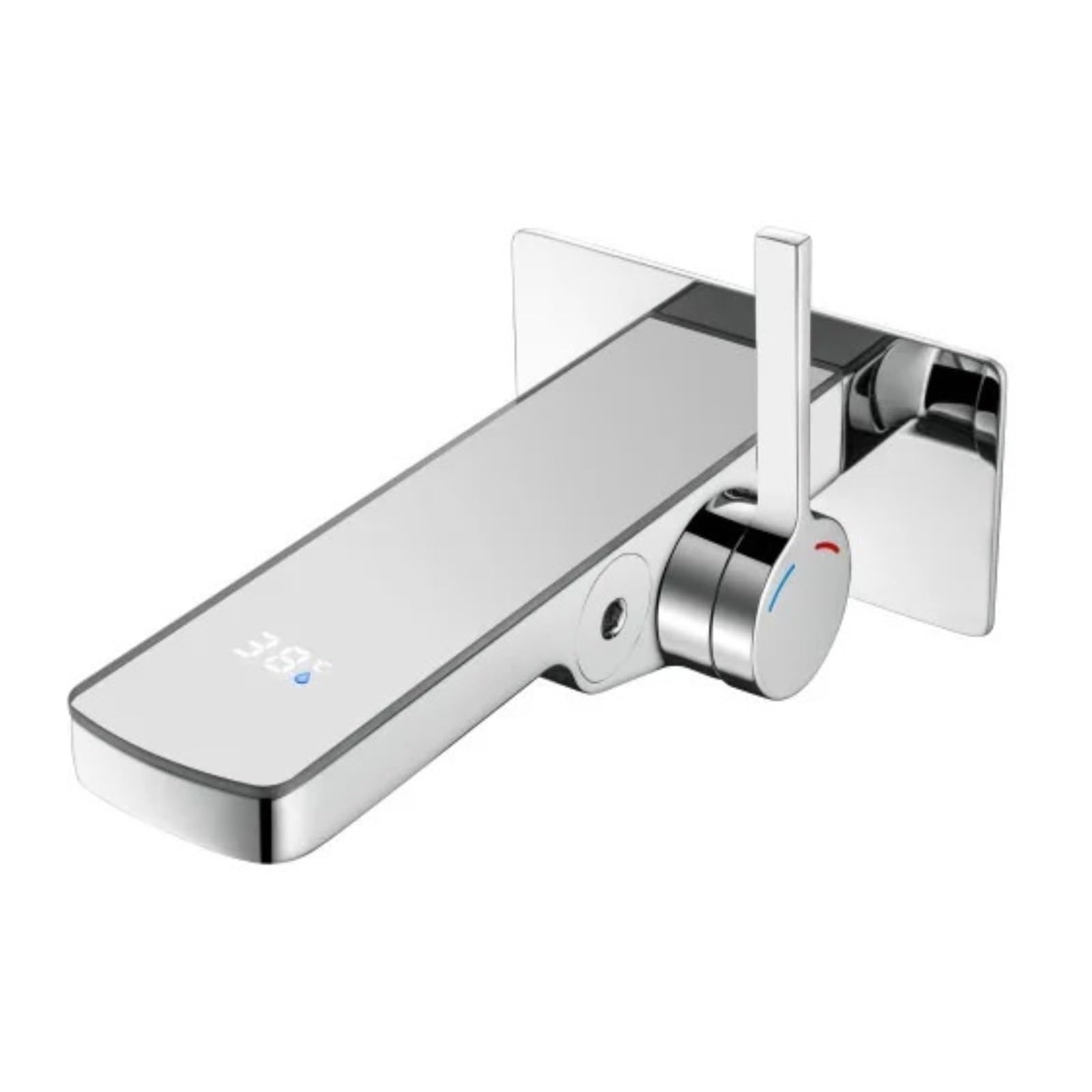 Concealed Bathroom Faucet, Gun Grey Basin Sink Mixer with Digital Display, Side Open Deck Mount,Safe and Reliable(Plating Color)