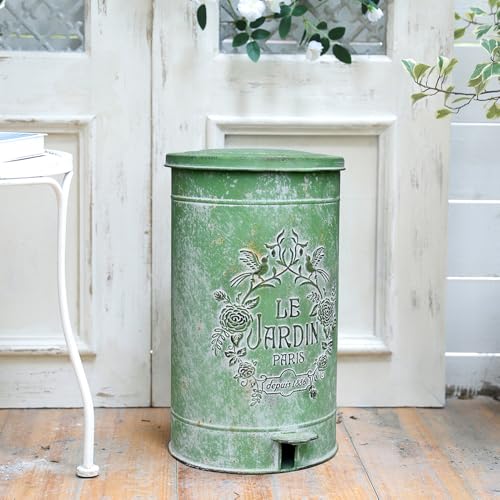 Image of Dog Poop Trash Can with Lid-15L /4Gal,Commercial Outdoor Retro Metal Garbage Can with Foot Pedal,Perfect for Shopping Mall,Office,Pets Park,Backyard