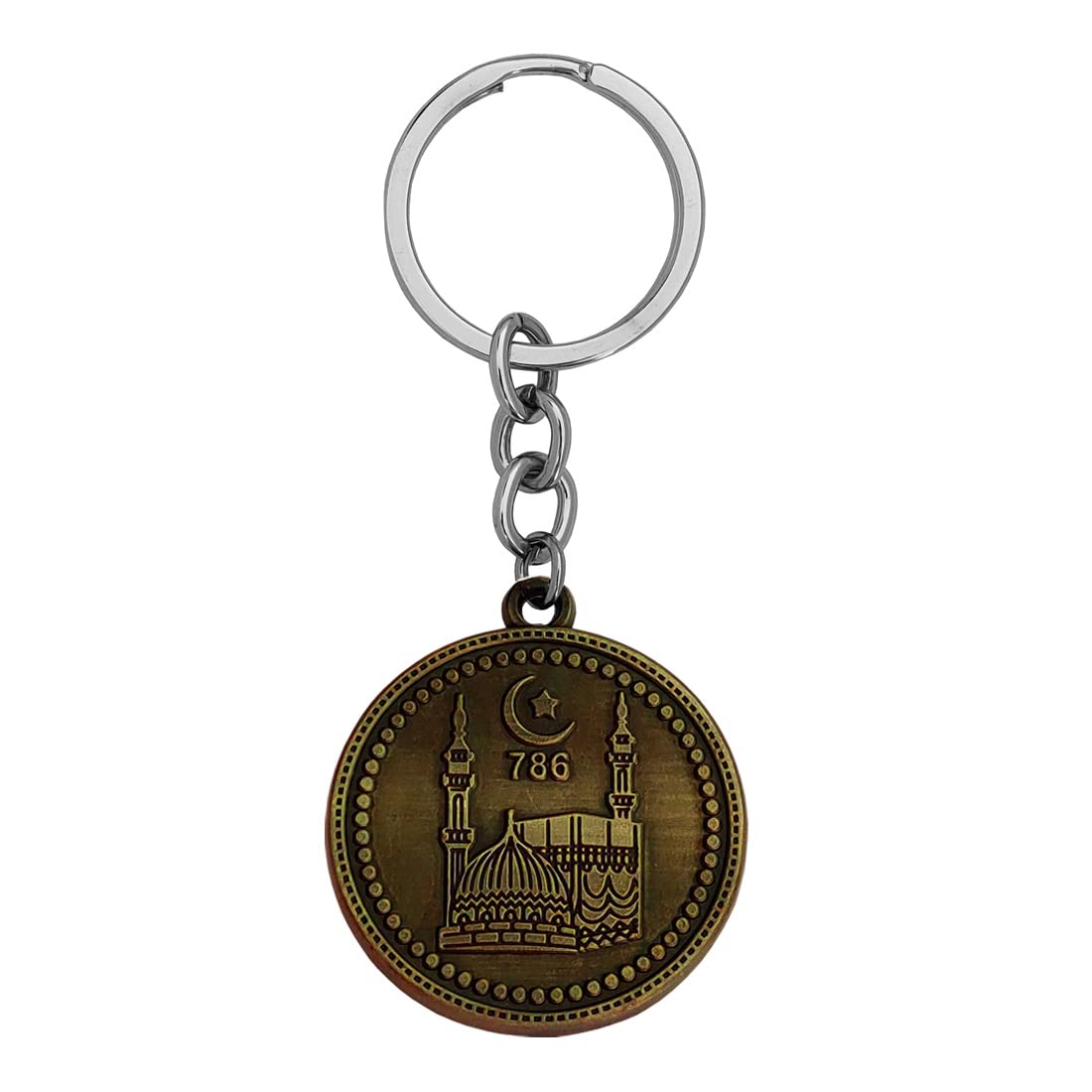 Islamic 786 Allah Lucky Number Crecent Moon Star Spiritual Gifting Green Zinc Metal Religious Keychain Keyring For Men And Women-image-46