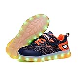 [amandpm] 子供靴 発光シューズ スニーカー 子供用 USB充電スニーカー 光る靴 スポーツシューズ LEDシューズ 光るシューズ LED靴 女の子 男の子 ダンス クリスマス ハロウィーン ギフト ネイビー&オレンジ 28