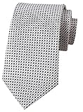 Men Classic Black Silver Jacquard Woven Silk Tie Geometric Micro Checks Neckties