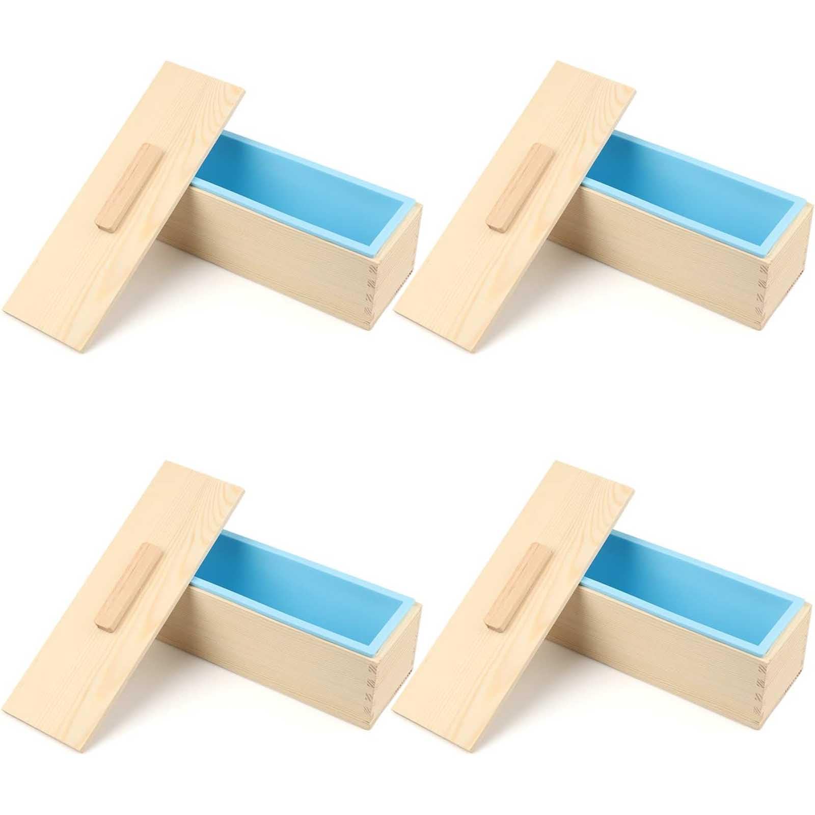 Tazweeq Soap Loaf Box, 42 oz Making with Wooden Boxes, Set of 4, Soap Bar Box Can Be Used for Homemade Soap Produce, Soap Making, Ideal Size and Large Capacity