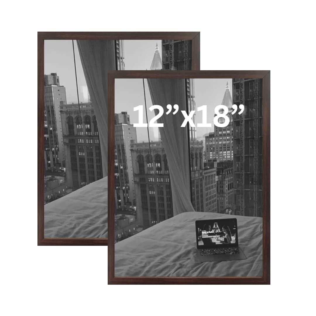 AbhiKalpya Art Studio A3 Size Photo Frame For Document, Photo, Quote,Certificate Wall Hanging Picture Frame For Home and Office Wall Decoration,Size Medium 12x18 inch, Brown (Set of 2)