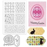 GLOBLELAND Sello de fondo de Pascua y troqueles de corte de metal Conejo Primavera Sello Transparente Marco de Huevos de Pascua Troqueles para hacer tarjetas en relieve y scrapbooking