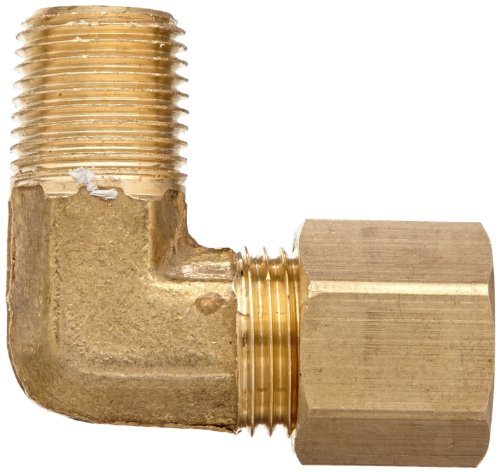 Anderson Metals 50069-0402 Brass Compression Tube Fitting, 90 Degree Elbow thumb #1