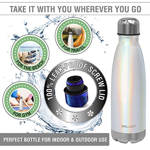 Image of CHILLOUT LIFE 17oz Insulated Stainless Steel Water Bottle, Leak Proof