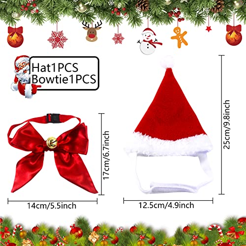 Hund Weihnachtsmütze, Weihnachtsmützen für Katzen, Haustier Weihnachten Kostüm Zubehör, Haustier Stirnband mit Haustier Krawatten und Glocken, Einstellbare Größe Haustier Hut für Katzen Hunde