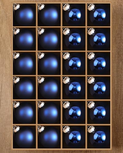 Syhood 24 Pcs Christmas Glass Ball Ornaments Set 2.36" Hanging