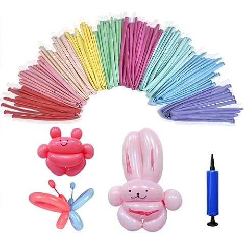 100 Pastel Modelling Balloons with Pump Cover