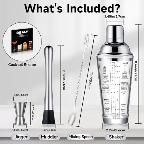 Stainless Steel Glass Boston Shaker Cocktail Set Kit with 22oz Leak-Proof Lid, Beginner's Bartender Kit Includes Jigger - Image 4