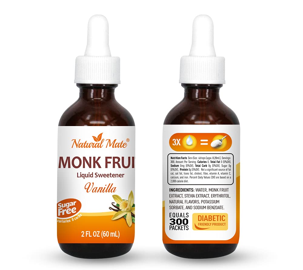 Flavored Liquid Monk Fruit Sweetener Optimized with Erythritol 2oz - Vanilla Flavor | 3-PK