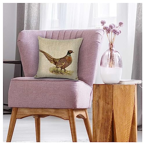 Linen Pillow Case Golden Pheasant 18X18 Inch Double Sided Decorative Cushion Cover For Sofa Bed Chair Car #TOP5