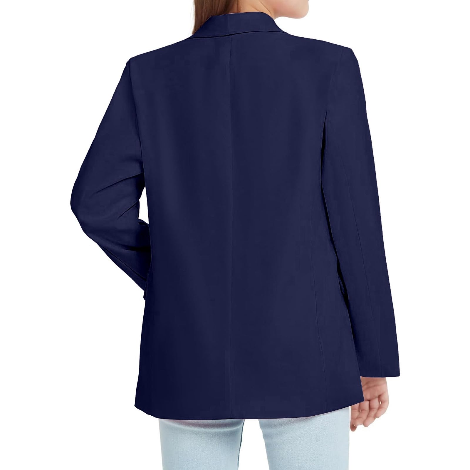 Niñas chaqueta formal manga larga frontal abierto bolsillo interior