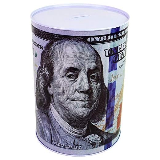 $100 Dollar Bill Piggy Bank 8.5" Tall Coin Saving Money Currency Benjamin Franklin C Note Tin Can Banknote Jar by Spreezie