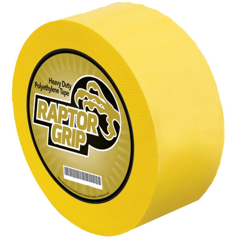 Heavy-Duty Polyethylene Tape with Pinked Edges, 72mm X 55m, Yellow, Ideally Suited for Bonding to Polyethylene Sheeting & Films, Case of 16 Rolls
