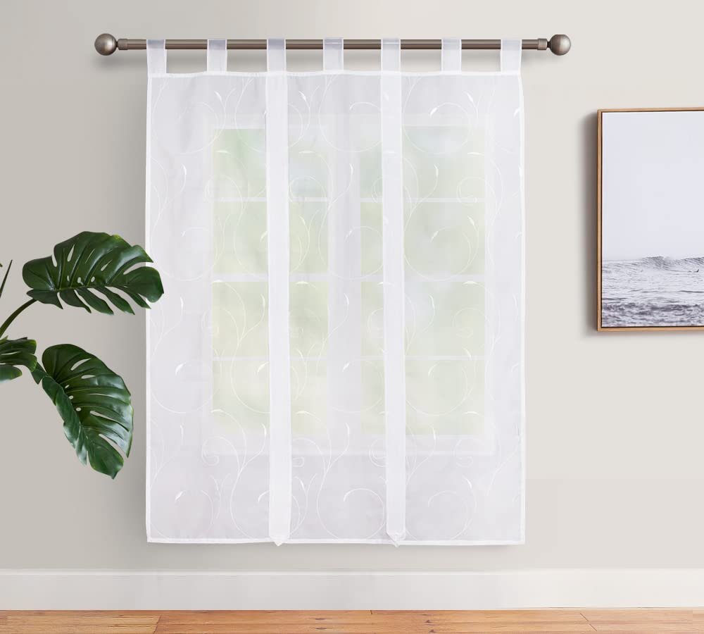 Stores Romains Avec Broderie Voilage Tulle Voile Rideaux Gris