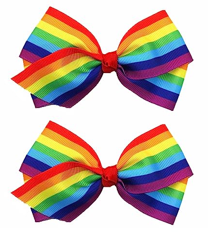 Rainbow Hair Clips Hair Bow for Women Girls Rainbows Hairs Accessories Pride Day Hairs Accessories TSFJ53 (2pcs 4Inch Rainbow)