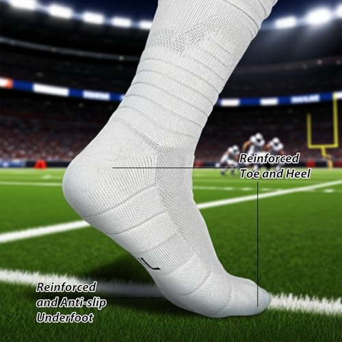 Finerview Scrunch Football Socks 2 Pairs, Extra Long Padded Sports Socks for Men & Women3
