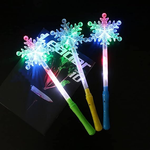 5 Pcs LED Light Up Wands Magic Wand For Wedding Dance Floor Props,Reception,Concert,Camping (Snowflake)