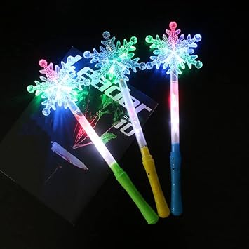5 Pcs LED Light Up Wands Magic Wand For Wedding Dance Floor Props,Reception,Concert,Camping (Snowflake)