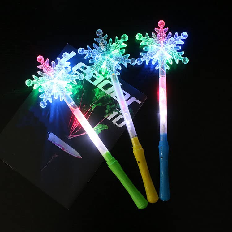 LEEMASING 5 Pcs LED Light Up Wands Magic Wand For Wedding Dance Floor Props,Reception,Concert,Camping (Snowflake) - Image 2