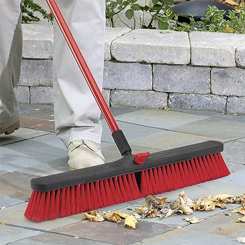Libman Commercial 805 Multi-Surface Push Broom, 64\" Length, 24\" Width, Black/Red (Pack of 4)