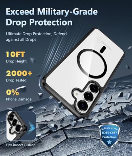 Image of NISHTECH for Samsung Galaxy S24 FE 5G Case: Clear Magnetic Slim Fit Case Compatible with Magsafe Rugged Protective Transparent Cover (Black Magnetic)