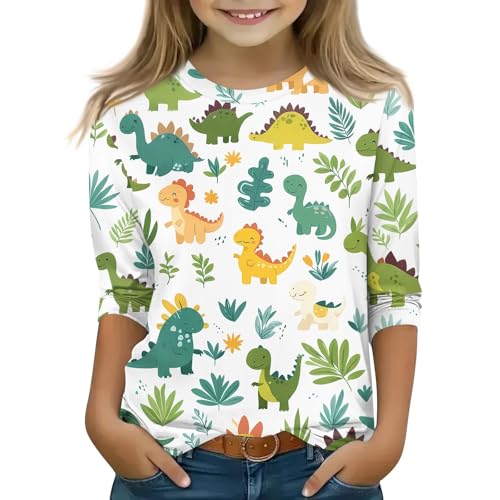 Baby Girl Clothes 3/4 Sleeve Round Neck Shirts Pullover Blouses Summer Cute Three Quarter Length Tops 5-16 Years