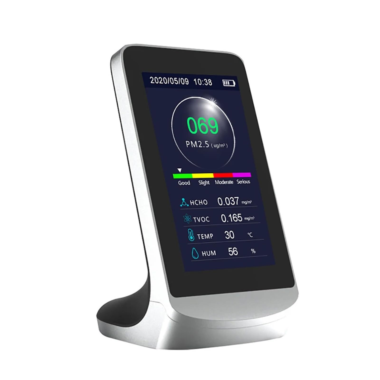 Medidor de Calidad del Aire DM72A, PM2.5/TVOC/HCHO, analizador de Temperatura y Humedad con Pantalla LCD Alta Estabilidad y sensibilidad