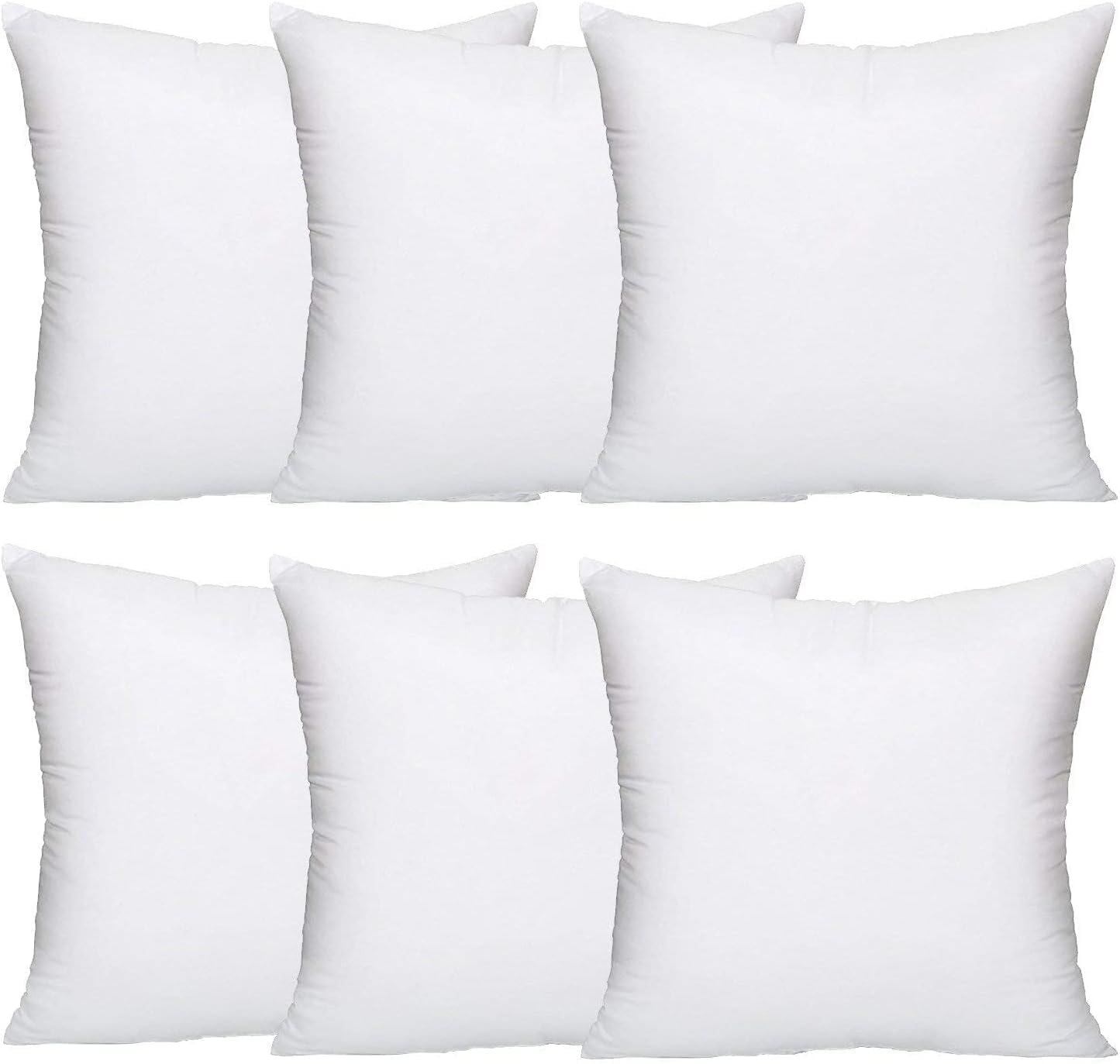 SK Stores Pack of 6 Hollowfibre Cushion pads 45cm x 45cm - White square Cushions - Standard pack of Hypoallergenic Cushion inserts 45cm x 45cm (Pack of 6 | 18"x18")