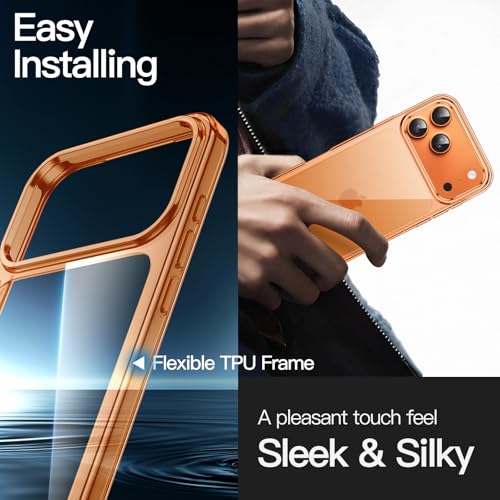 Image of JETech Case for iPhone 17 Pro 6.3-Inch, Non-Yellowing Shockproof Phone Bumper Cover, Anti-Scratch Clear Back (Orange)