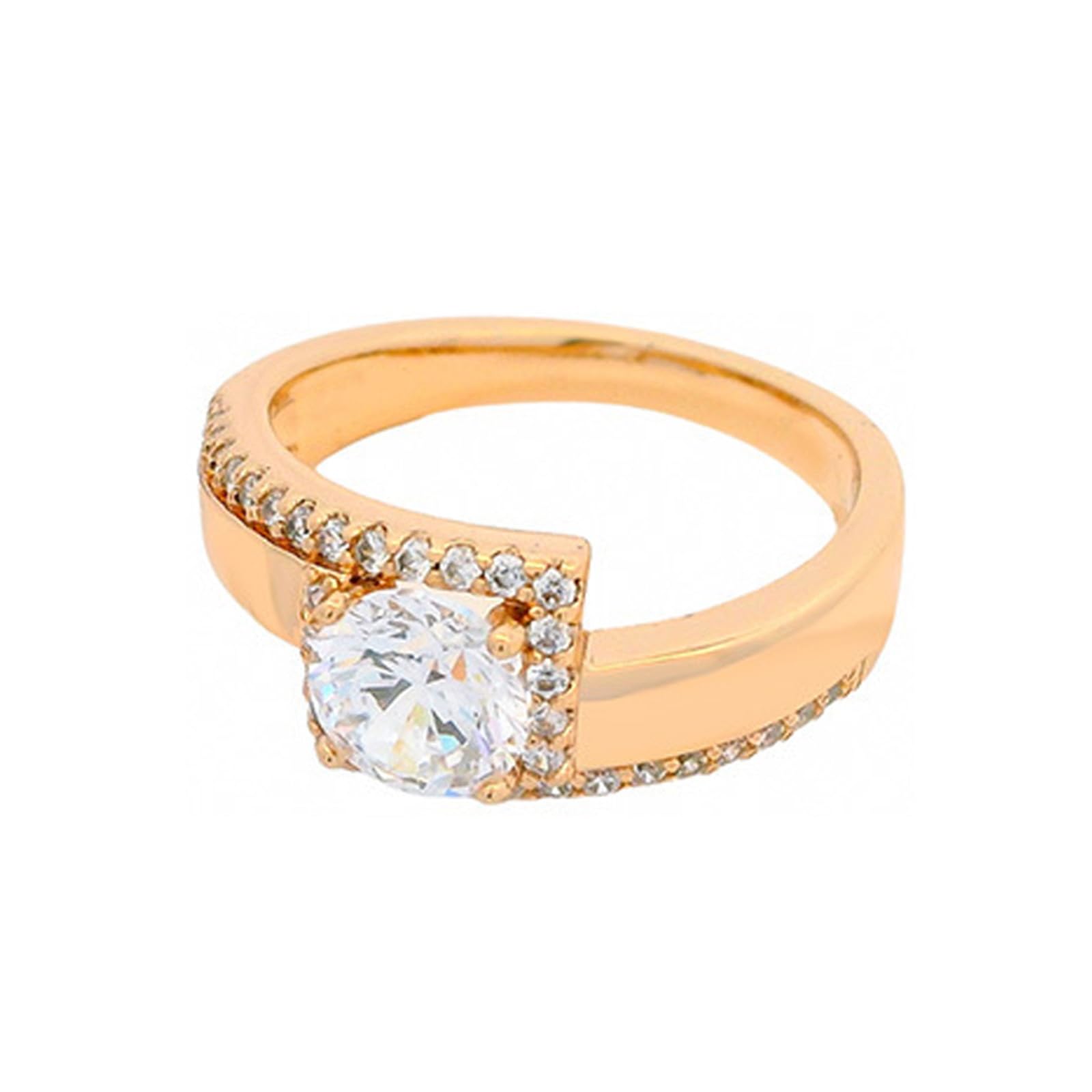 Anello Promessa Di Matrimonio Donna, Semplice anello di fidanzamento in moissanite per donna in Oro Rosa