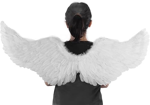 Miniatura 7 de Alas de ángel para niños, alas de plumas de ángel, color blanco, para adultos, Halloween, regalo único de Navidad (S)