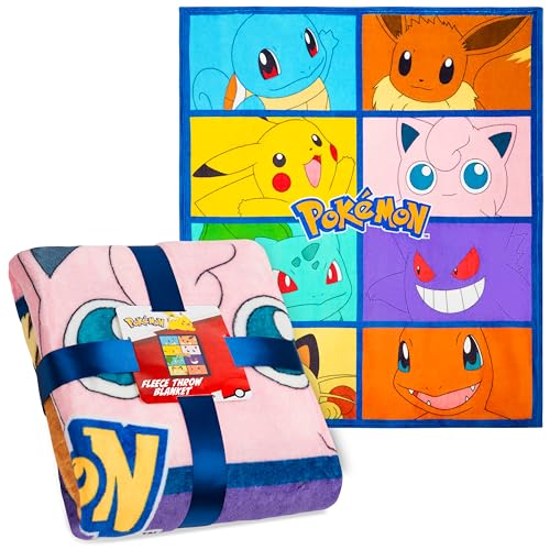 Pokemon Soft Fleece Bed Blanket, Warm Bed Throw 51 x 59 inches for Sofa Bedroom Accessories, Anime Gifts for Kids Teens