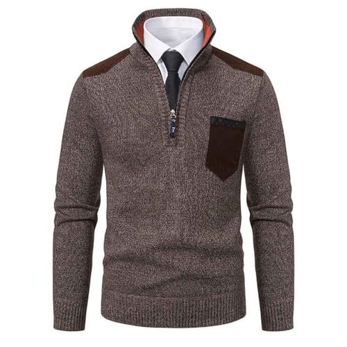 Men's Quarter Zip Pullover Sweater Slim fit Stand up Collar Sweater Autumn and Winter Sweater Casual Thick3